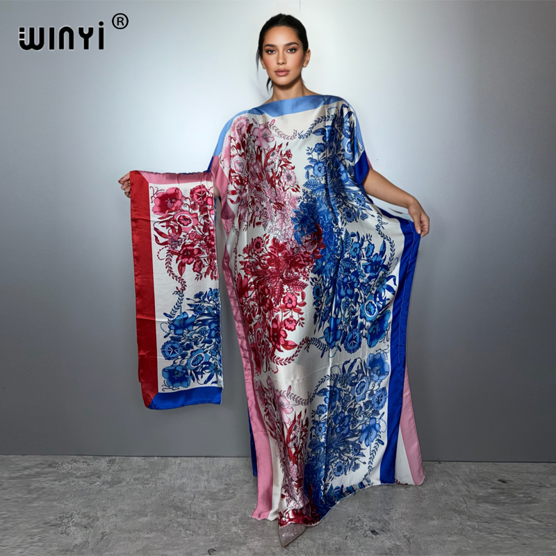 Boho Summer Beach Maxi Dress - WINYI サマーボヘミアンアフリカンドレス 女性用アバヤ ドバイラグジュアリーカフタン イブニングドレス エレガントなマキシ丈ドレス