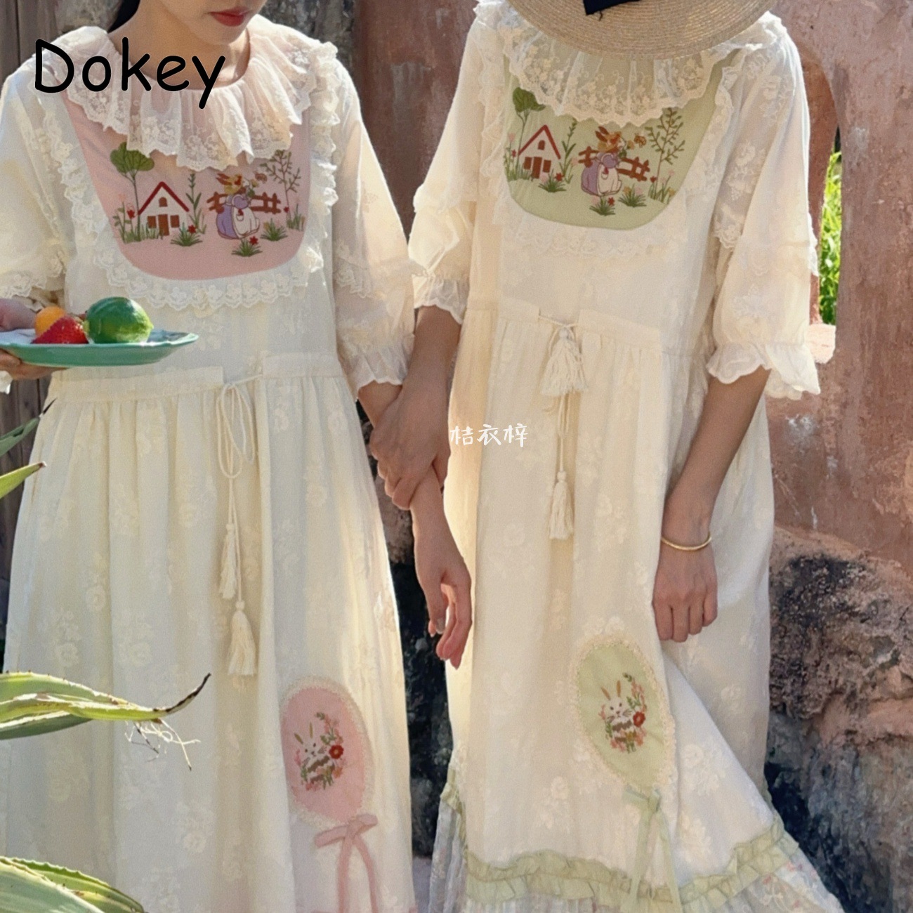 ヴィンテージ刺繍花柄妖精ミディドレス女性日本森ガールレースフ - French Vintage Floral Midi Dress のレビューと価格