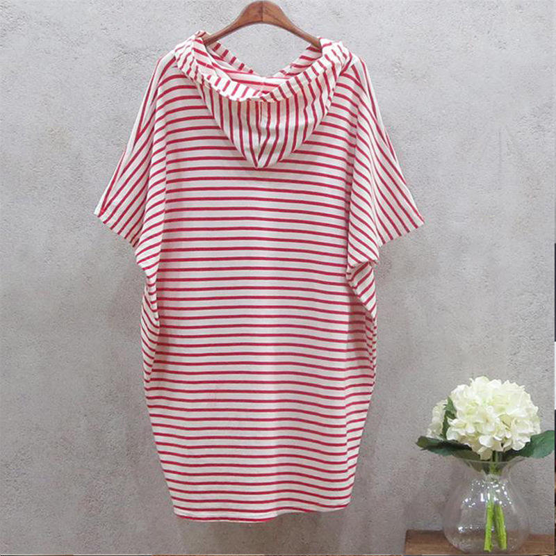 夏の新登場、韓国風のゆったりとしたバットスリーブTシャツワン - Korean Style A Line Shirt Dress のレビューと価格