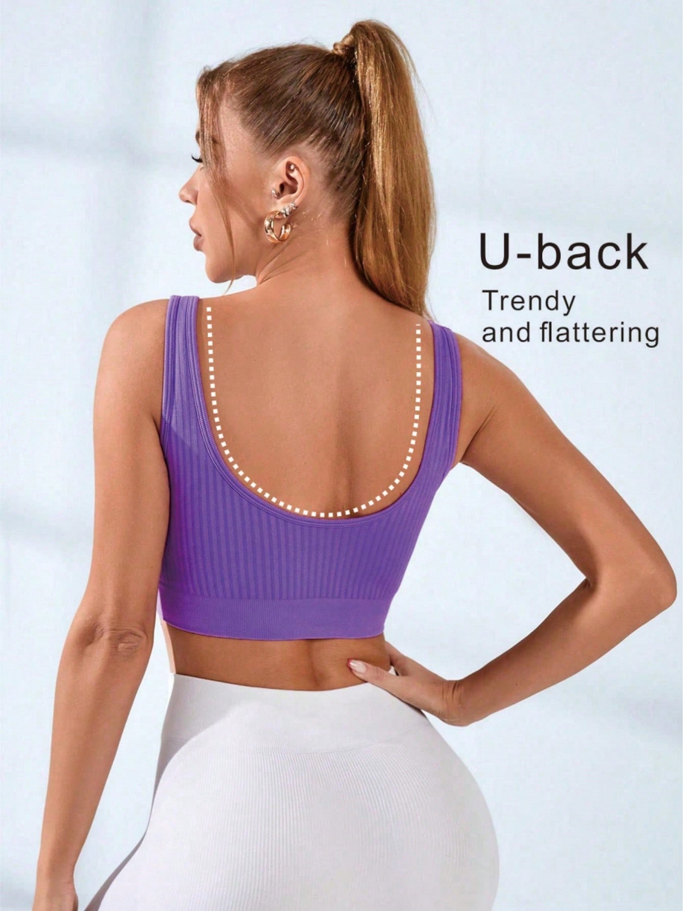 レディース リブ編み Uネック スポーツブラ シームレス ワ - Seamless Ribbed Workout Tank Top のレビューと価格