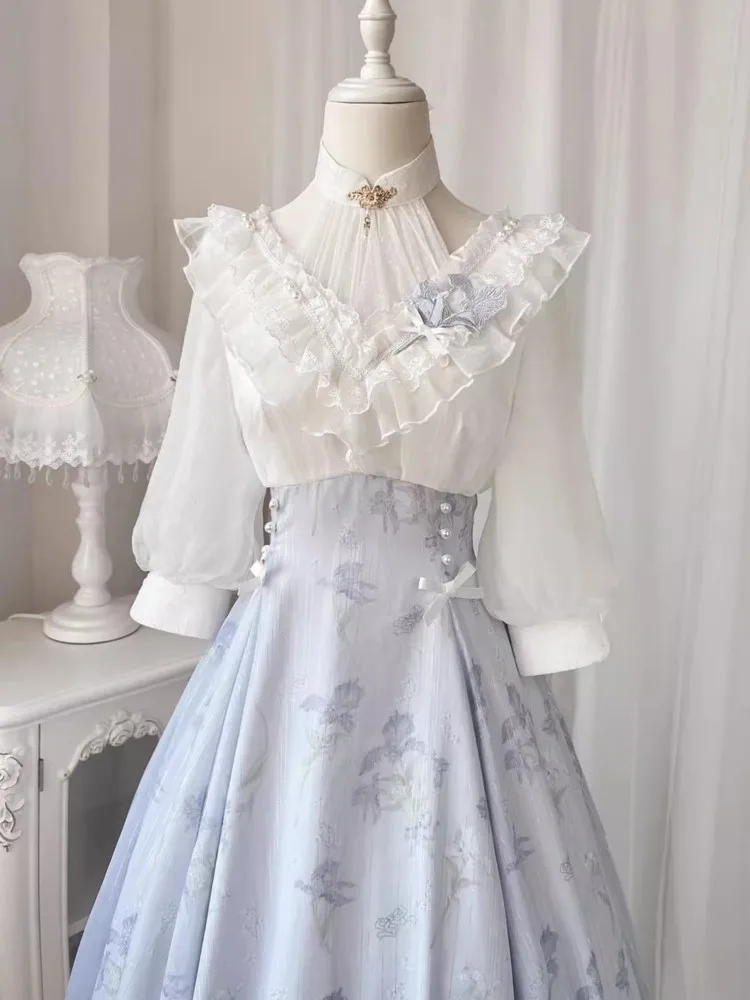 エレガントな女性の夏のフレンチヴィンテージ花柄ミディドレス韓 - French Vintage Floral Midi Dress のレビューと価格