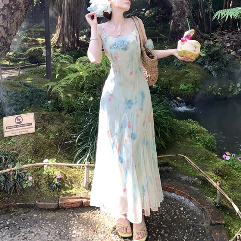 かわいい甘い Y2k 日本のミディドレス女性レース花柄デザイ - French Vintage Floral Midi Dress のレビューと価格