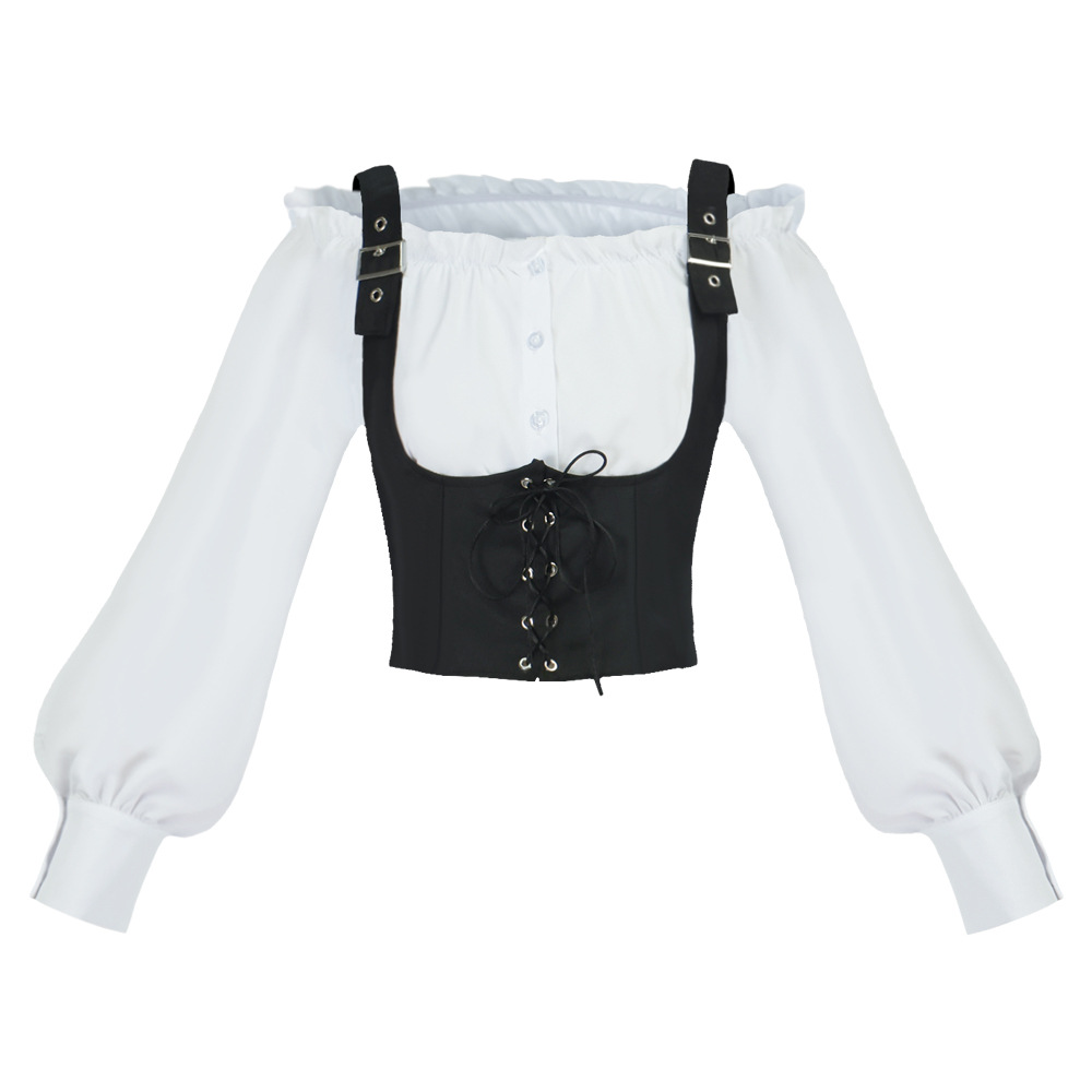 レトロな西部風の女性用ブラウス、スエード素材のベスト、異素材 - Blouses のレビューと価格