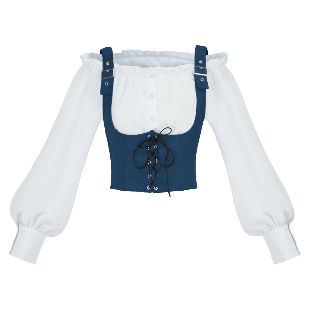 レトロな西部風の女性用ブラウス、スエード素材のベスト、異素材 - Blouses のレビューと価格