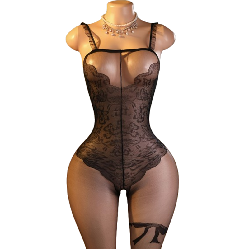 魅惑的な黒のレースボディスーツ—女性向けにデザインされた、シ - Lingerie のレビューと価格